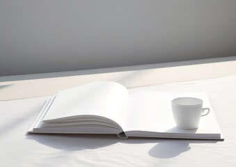 white book on surface in style of minimalism