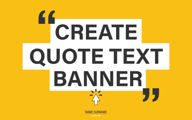Quote design template. Empty textbox frame with copyspace Borders with separate quotation marks on background. social media posts and banner website. Empty Quote Frames on yellow background.