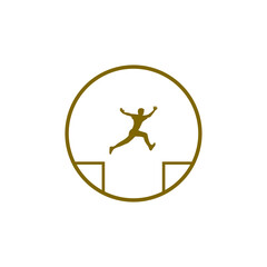 Fototapeta premium Man jump through the gap between hill icon isolated on transparent background
