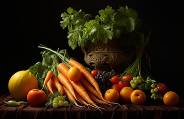 Various vegetables arranged by colors