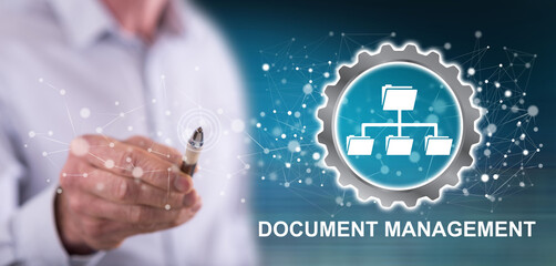 Man touching a document management concept