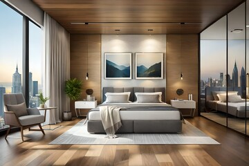 Obraz na płótnie Canvas comfortable modern bedroom interior 