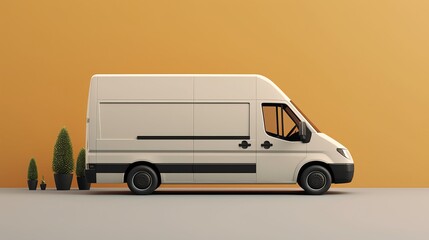 E-commerce delivery van with a clean and contemporary look. AI generated