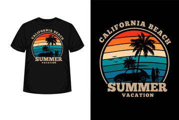 California Beach Retro Vintage T Shirt Design