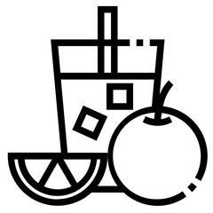 Orange juice outline icon on white background