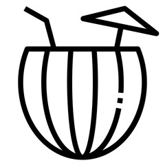 Watermelon juice outline icon on white background