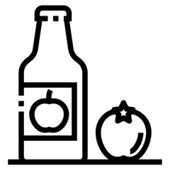 Tomato juice outline icon on white background