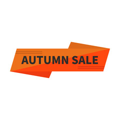 Autumn Sale In Brown Orange Ribbon Rectangle Parallelogram Shape With Line For Business Promotion
