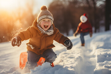 Snowflakes Children's Joyful Winter Play ai generated art