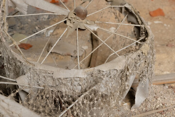 an old broken lampshade in a lost place