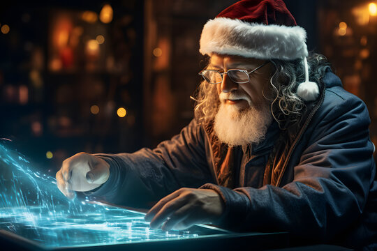 Santa Claus Goes Digital with His Tablet ai generated art