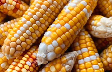 Fresh corn on cobs closeup