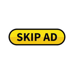 Skip Ad In Yellow Rounded Rectangle Shape With Black Line For Advertising

