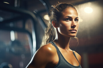 Portrait of beautiful fitness confidently woman