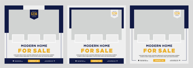 Real estate house social media post or square banner template