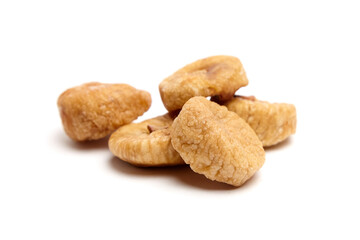 Dried figs isolated on white . Group of sweet sundried fruits