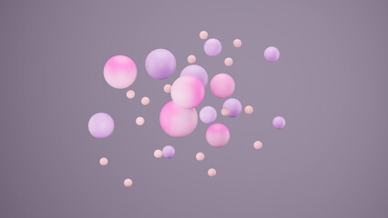 Multicolored spheres levitate, 3d render