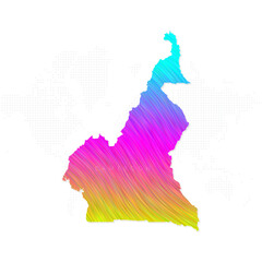 Cameroon map in colorful halftone gradients. Future geometric patterns of lines abstract on white background. Vector illustration EPS10