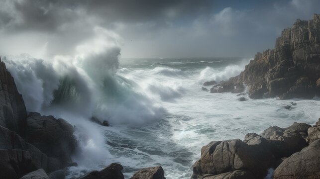 Stormy Ocean Symphony Capturing the Raw Power of Crashing Waves