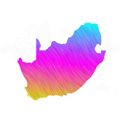 South Africa map in colorful halftone gradients. Future geometric patterns of lines abstract on white background. Vector illustration EPS10