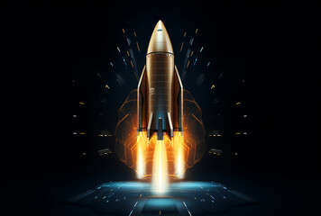 rocket with flames escaping from it