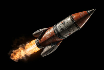 rocket with flames escaping from it