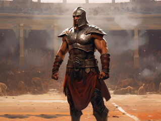 Gladiator in armor. Digital art.