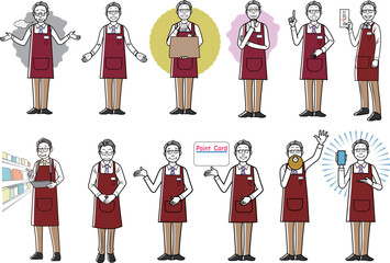 男性店員のイラストセット