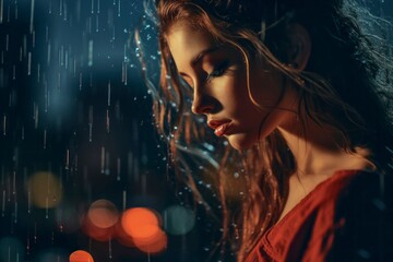 Gloomy Rain: Sad Girl in the Rain