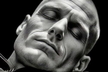 Sleeping Man: Angular Black and White Portrait