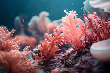 An aquatic landscape of a coral reef