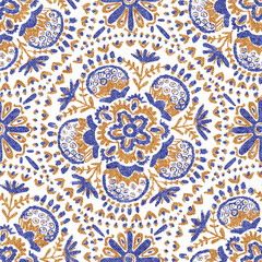 Seamless bohemian pattern. Grunge vintage texture. Bohemian print for textile, home decor. Vector illustration.