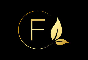 Initial monogram logo design Circles with leaves and letters