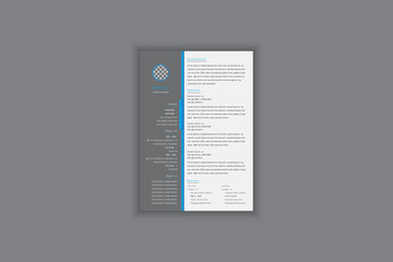 Minimal modern resume template design and blue black color combination, one page resume template