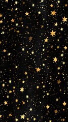 A glimmering night sky of golden stars against a stark black backdrop creates a mesmerizing and captivating display of beauty and mystery
