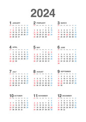 2024年　年間カレンダー縦　日本の祝日・年中行事入り