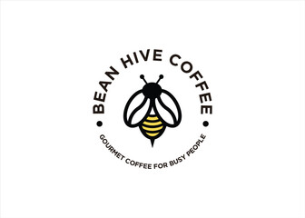 coffee and bee logo hive concept