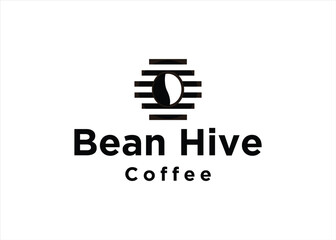 coffee and bee logo hive concept