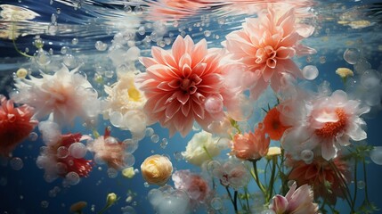 Obraz na płótnie Canvas Underwater Bouquet in Air Bubbles. Generative ai