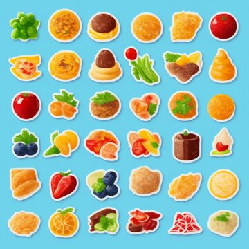 Every food icon degetal stickers