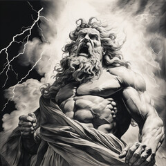 Angry zeus sketch tattoo