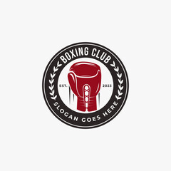 Fototapeta Vintage Classic Boxing Logo badge emblem design, Fighting club, combat club vector on white background obraz