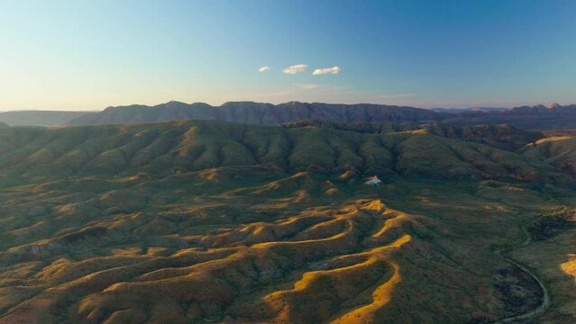 Scenic Aerial Background Landscape Flyover Simpson Desert, Australia, 4K Drone