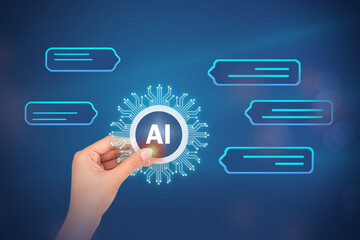 Business and artificial intelligence AI, artificial intelligence, business people use digital chatbots to access business growth data digital .