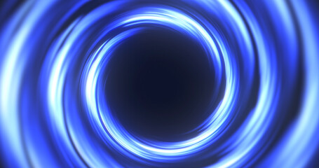 Abstract energy tunnel in space, energy hole, vortex energy flow. Black hole in space, glow portal, circle rotation