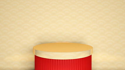 Background rendering with 3d podium and wall scene abstract background. 3D illustration, 3D rendering	