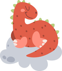 Sleeping Dinosaur Baby On Cloud