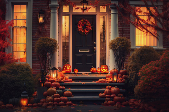 AI generated image of halloween house decoration