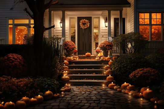 AI generated image of halloween house decoration