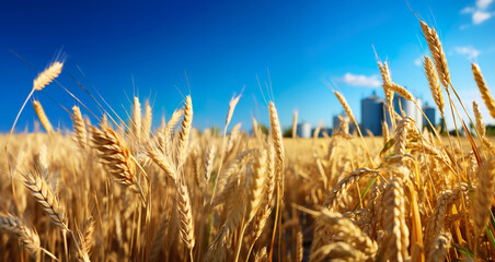 AI generated image of golden grain and silo